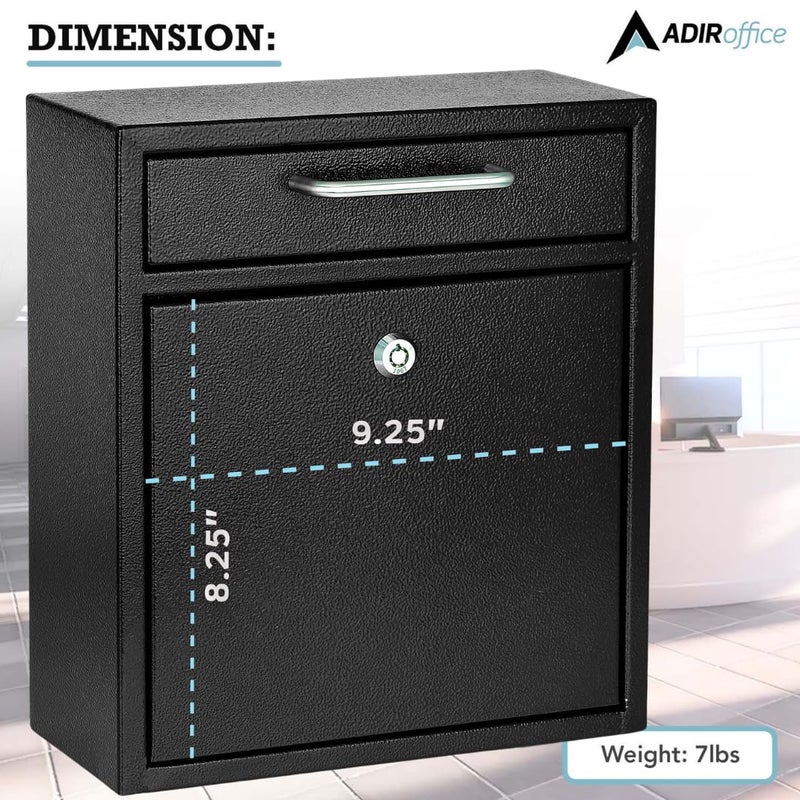 AdirOffice Wall Mount Mailbox - Mailbox with Lock and Keys- Durable Wall Mounted Locking Mailbox and Cash Drop Box for House, Apartments and Bussiness After Hours Deposits - Image 5